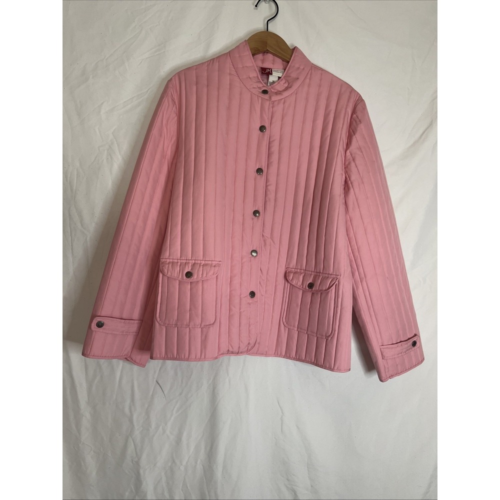 JM Collection Women's Pink Quilted Snap Up Jacket Lined 14 , 2 front pockets‎